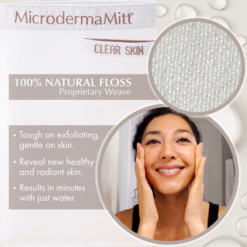 MicrodermaMitt Clear Skin Exfoliating Mitt for Face, Lips, Neck - Gentle Dead Skin Remover & Facial Scrub Clears Blackheads, Unclogs Pores, Evens Skin Tone & Texture, Lips Scrub Care, Lip Exfoliator - Image 2